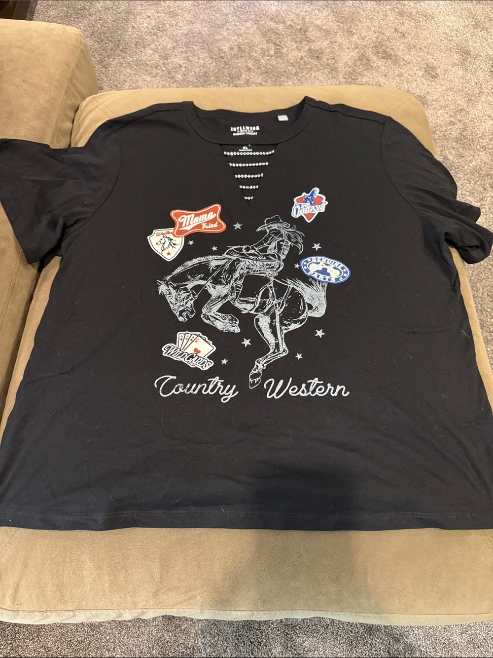 Idyllwind Black Country Western Bucking Bronco Graphic Tee